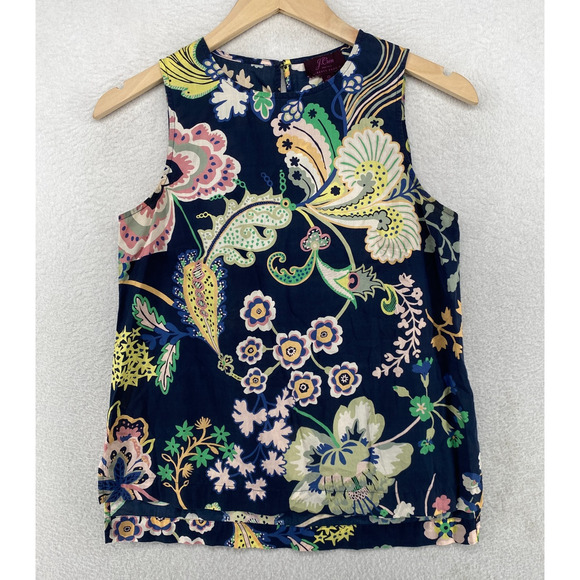 J. Crew Tops - J.CREW LIBERTY PRINT Tank Top Womens 0 Sleeveless Tank Floral Paisley Shell Blue